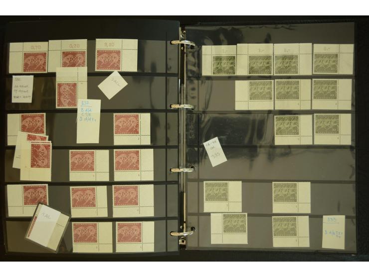 1949/95, postfrische Spezialsammlung, fast ausschließlich Rand- und vor allem Eckrandstücke, dabei auch Paare und 4er-Blocks,