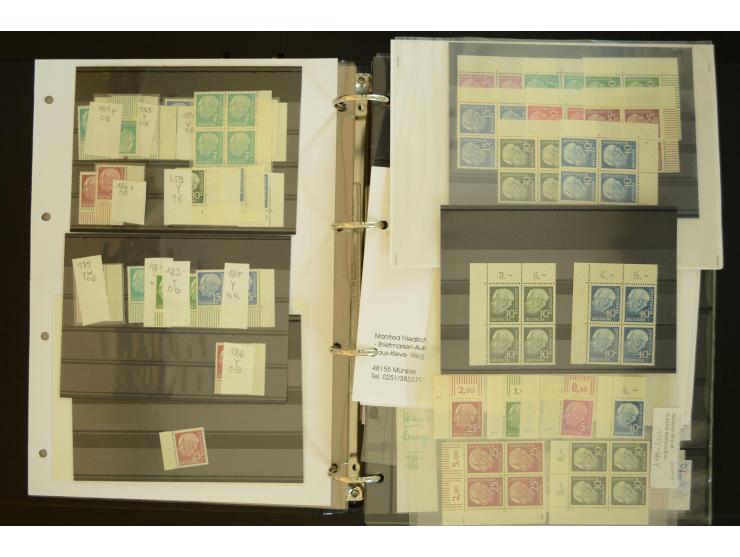 1949/95, postfrische Spezialsammlung, fast ausschließlich Rand- und vor allem Eckrandstücke, dabei auch Paare und 4er-Blocks,