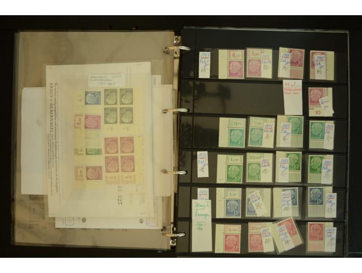 1949/95, postfrische Spezialsammlung, fast ausschließlich Rand- und vor allem Eckrandstücke, dabei auch Paare und 4er-Blocks,