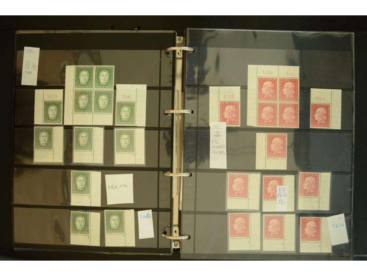 1949/95, postfrische Spezialsammlung, fast ausschließlich Rand- und vor allem Eckrandstücke, dabei auch Paare und 4er-Blocks,