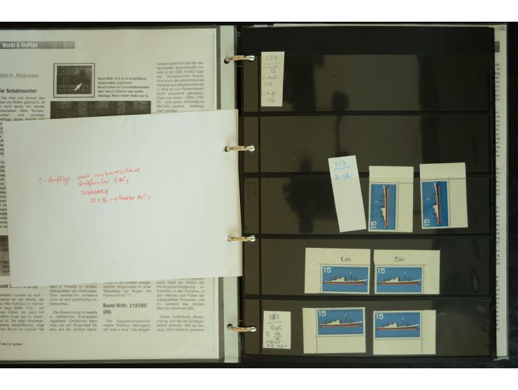 1949/95, postfrische Spezialsammlung, fast ausschließlich Rand- und vor allem Eckrandstücke, dabei auch Paare und 4er-Blocks,