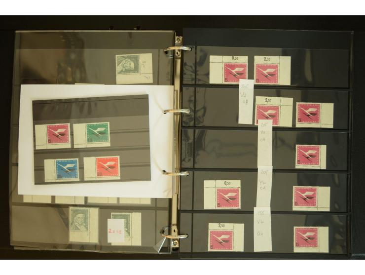 1949/95, postfrische Spezialsammlung, fast ausschließlich Rand- und vor allem Eckrandstücke, dabei auch Paare und 4er-Blocks,