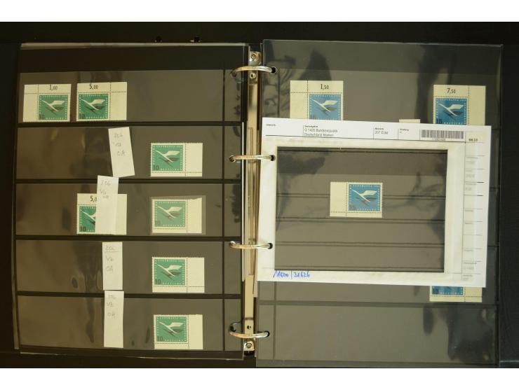 1949/95, postfrische Spezialsammlung, fast ausschließlich Rand- und vor allem Eckrandstücke, dabei auch Paare und 4er-Blocks,