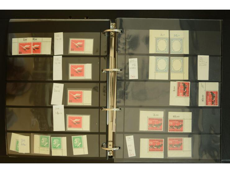 1949/95, postfrische Spezialsammlung, fast ausschließlich Rand- und vor allem Eckrandstücke, dabei auch Paare und 4er-Blocks,