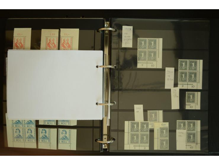 1949/95, postfrische Spezialsammlung, fast ausschließlich Rand- und vor allem Eckrandstücke, dabei auch Paare und 4er-Blocks,
