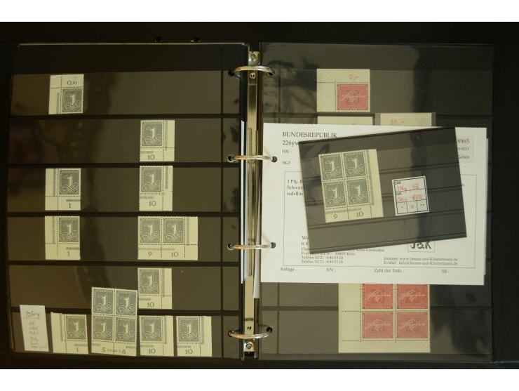 1949/95, postfrische Spezialsammlung, fast ausschließlich Rand- und vor allem Eckrandstücke, dabei auch Paare und 4er-Blocks,