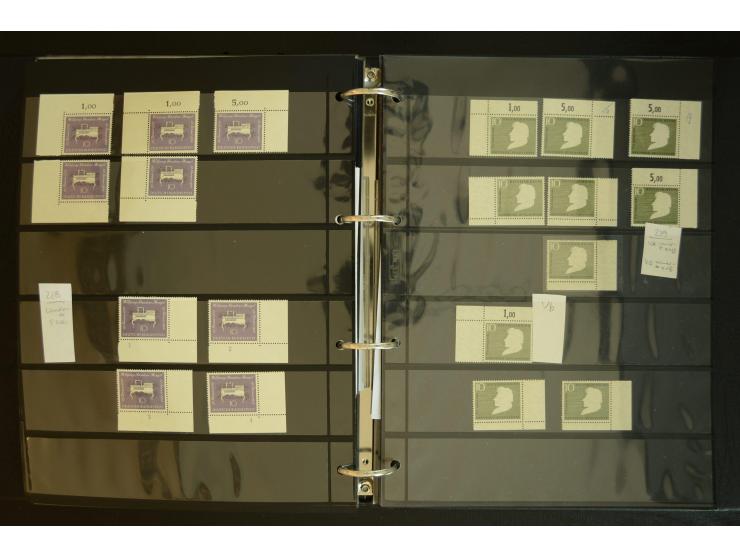 1949/95, postfrische Spezialsammlung, fast ausschließlich Rand- und vor allem Eckrandstücke, dabei auch Paare und 4er-Blocks,