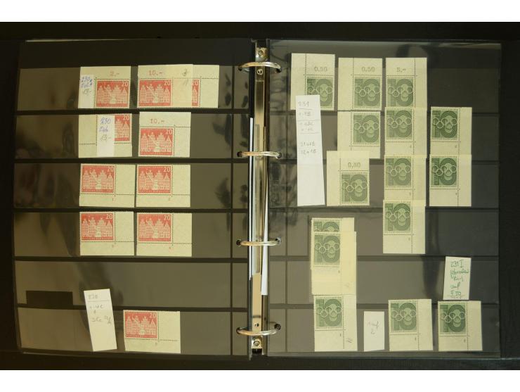 1949/95, postfrische Spezialsammlung, fast ausschließlich Rand- und vor allem Eckrandstücke, dabei auch Paare und 4er-Blocks,