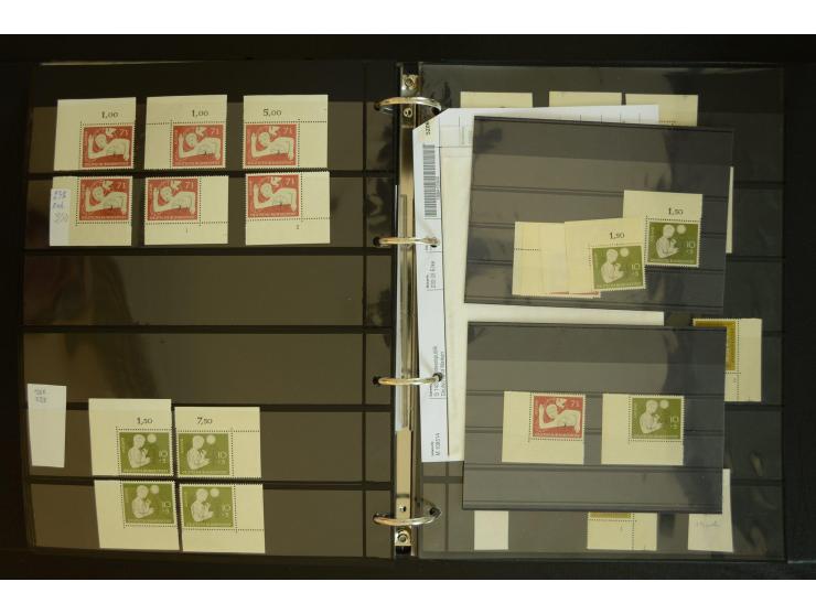 1949/95, postfrische Spezialsammlung, fast ausschließlich Rand- und vor allem Eckrandstücke, dabei auch Paare und 4er-Blocks,