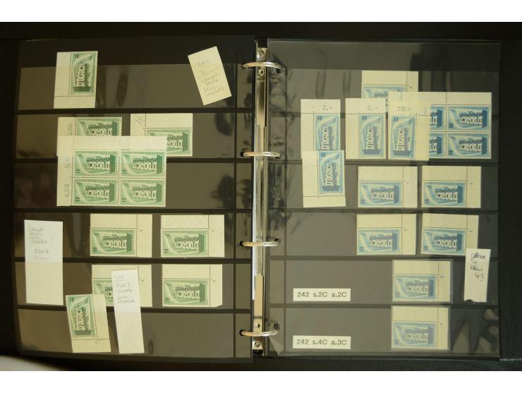 1949/95, postfrische Spezialsammlung, fast ausschließlich Rand- und vor allem Eckrandstücke, dabei auch Paare und 4er-Blocks,