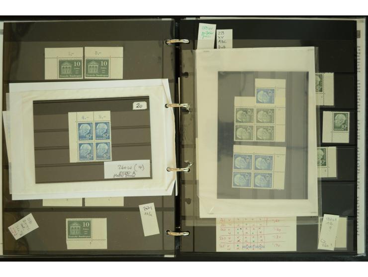 1949/95, postfrische Spezialsammlung, fast ausschließlich Rand- und vor allem Eckrandstücke, dabei auch Paare und 4er-Blocks,