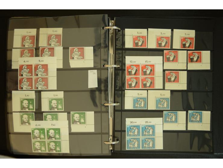 1949/95, postfrische Spezialsammlung, fast ausschließlich Rand- und vor allem Eckrandstücke, dabei auch Paare und 4er-Blocks,