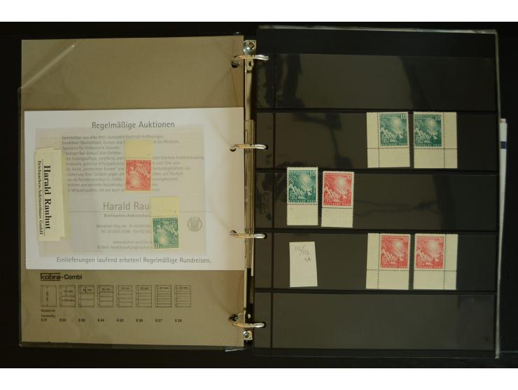 1949/95, postfrische Spezialsammlung, fast ausschließlich Rand- und vor allem Eckrandstücke, dabei auch Paare und 4er-Blocks,
