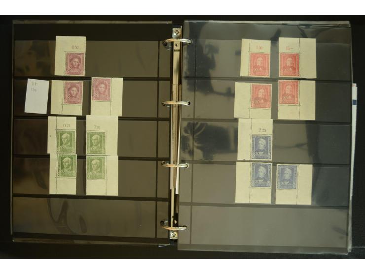 1949/95, postfrische Spezialsammlung, fast ausschließlich Rand- und vor allem Eckrandstücke, dabei auch Paare und 4er-Blocks,
