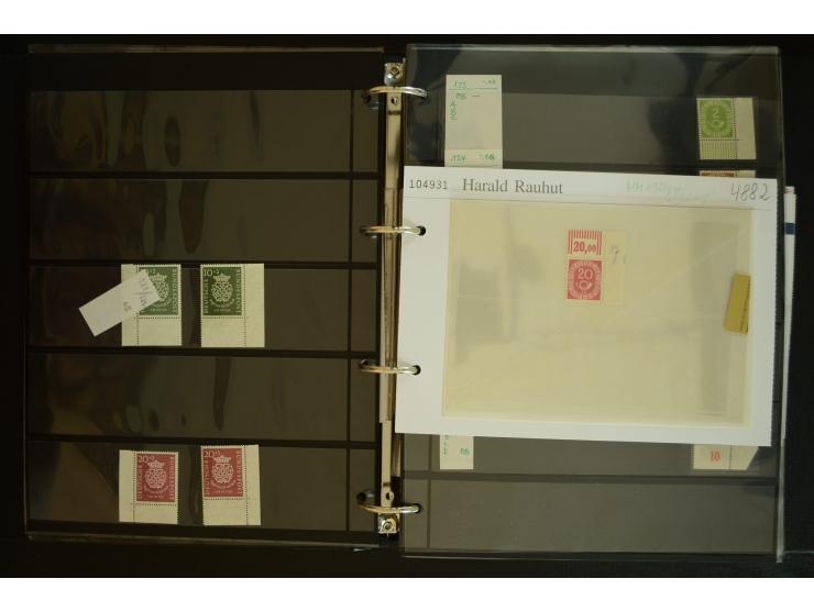 1949/95, postfrische Spezialsammlung, fast ausschließlich Rand- und vor allem Eckrandstücke, dabei auch Paare und 4er-Blocks,
