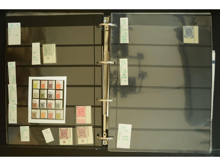 1949/95, postfrische Spezialsammlung, fast ausschließlich Rand- und vor allem Eckrandstücke, dabei auch Paare und 4er-Blocks,