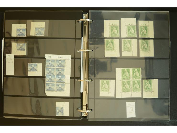 1949/95, postfrische Spezialsammlung, fast ausschließlich Rand- und vor allem Eckrandstücke, dabei auch Paare und 4er-Blocks,