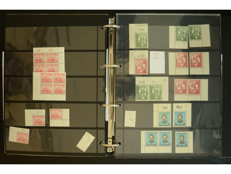 1949/95, postfrische Spezialsammlung, fast ausschließlich Rand- und vor allem Eckrandstücke, dabei auch Paare und 4er-Blocks,