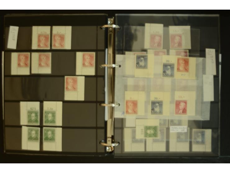 1949/95, postfrische Spezialsammlung, fast ausschließlich Rand- und vor allem Eckrandstücke, dabei auch Paare und 4er-Blocks,