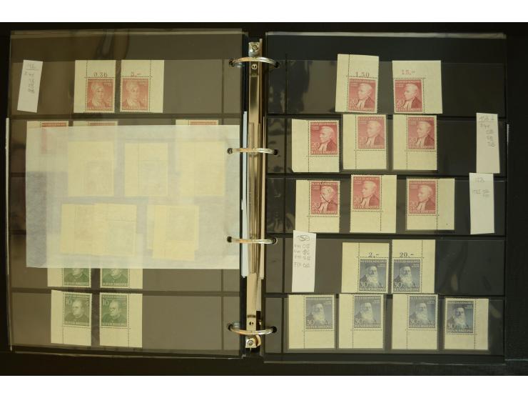 1949/95, postfrische Spezialsammlung, fast ausschließlich Rand- und vor allem Eckrandstücke, dabei auch Paare und 4er-Blocks,