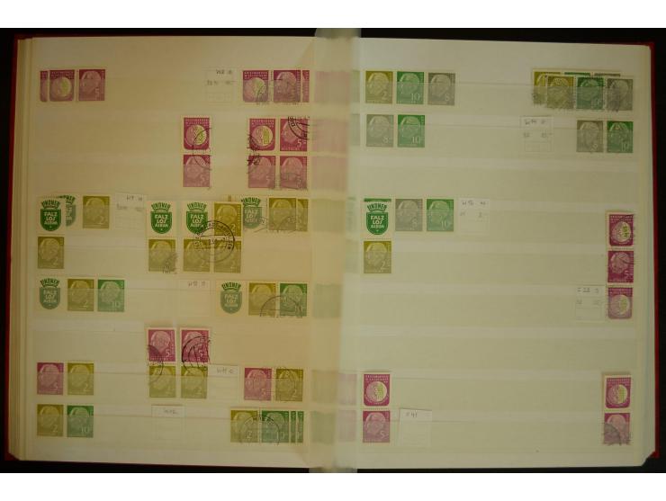 1951/66, postfrische, ungebrauchte und gestempelte Sammlung der Dauermarken, dabei Paare, 4er-Blocks, Zusammendrucke etc. mit