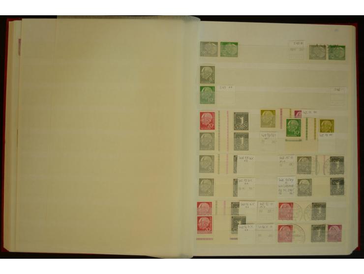 1951/66, postfrische, ungebrauchte und gestempelte Sammlung der Dauermarken, dabei Paare, 4er-Blocks, Zusammendrucke etc. mit