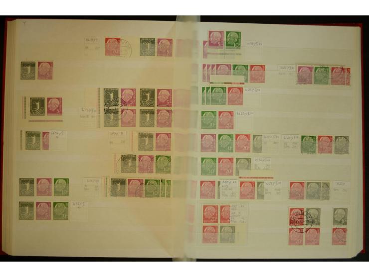 1951/66, postfrische, ungebrauchte und gestempelte Sammlung der Dauermarken, dabei Paare, 4er-Blocks, Zusammendrucke etc. mit