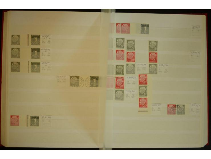 1951/66, postfrische, ungebrauchte und gestempelte Sammlung der Dauermarken, dabei Paare, 4er-Blocks, Zusammendrucke etc. mit