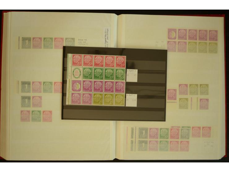 1951/66, postfrische, ungebrauchte und gestempelte Sammlung der Dauermarken, dabei Paare, 4er-Blocks, Zusammendrucke etc. mit