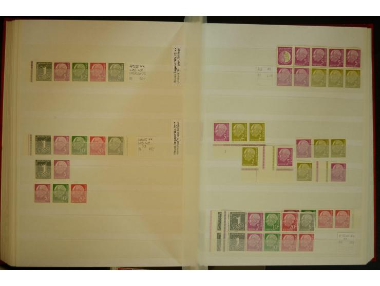 1951/66, postfrische, ungebrauchte und gestempelte Sammlung der Dauermarken, dabei Paare, 4er-Blocks, Zusammendrucke etc. mit
