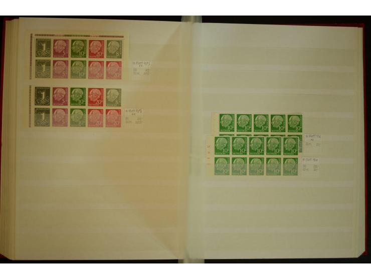 1951/66, postfrische, ungebrauchte und gestempelte Sammlung der Dauermarken, dabei Paare, 4er-Blocks, Zusammendrucke etc. mit