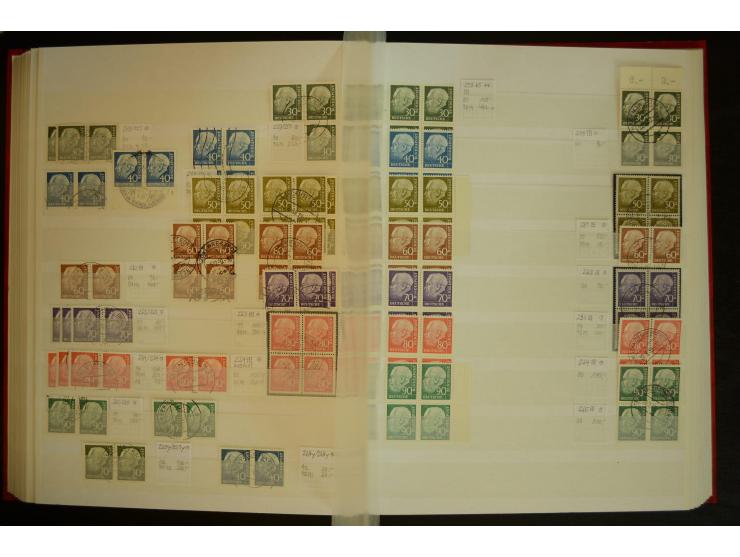 1951/66, postfrische, ungebrauchte und gestempelte Sammlung der Dauermarken, dabei Paare, 4er-Blocks, Zusammendrucke etc. mit