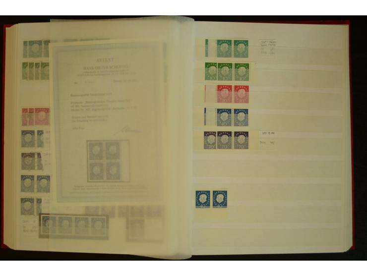 1951/66, postfrische, ungebrauchte und gestempelte Sammlung der Dauermarken, dabei Paare, 4er-Blocks, Zusammendrucke etc. mit