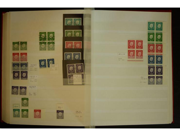 1951/66, postfrische, ungebrauchte und gestempelte Sammlung der Dauermarken, dabei Paare, 4er-Blocks, Zusammendrucke etc. mit
