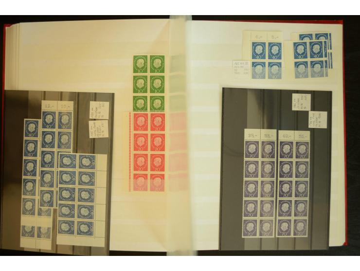 1951/66, postfrische, ungebrauchte und gestempelte Sammlung der Dauermarken, dabei Paare, 4er-Blocks, Zusammendrucke etc. mit