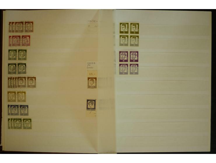 1951/66, postfrische, ungebrauchte und gestempelte Sammlung der Dauermarken, dabei Paare, 4er-Blocks, Zusammendrucke etc. mit