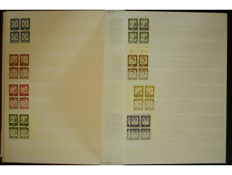 1951/66, postfrische, ungebrauchte und gestempelte Sammlung der Dauermarken, dabei Paare, 4er-Blocks, Zusammendrucke etc. mit