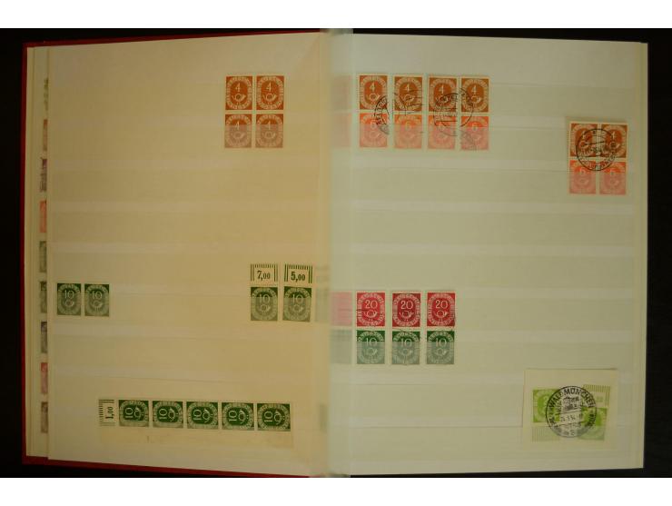 1951/66, postfrische, ungebrauchte und gestempelte Sammlung der Dauermarken, dabei Paare, 4er-Blocks, Zusammendrucke etc. mit