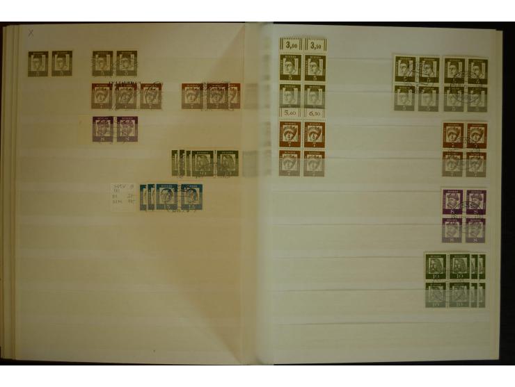 1951/66, postfrische, ungebrauchte und gestempelte Sammlung der Dauermarken, dabei Paare, 4er-Blocks, Zusammendrucke etc. mit
