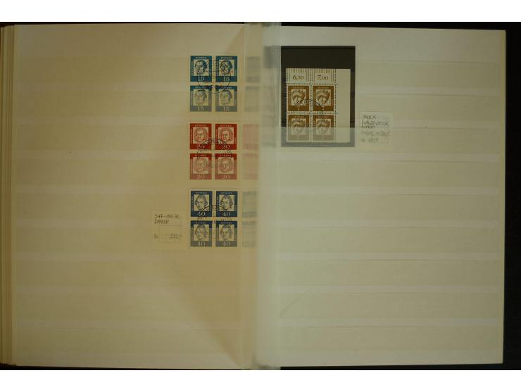1951/66, postfrische, ungebrauchte und gestempelte Sammlung der Dauermarken, dabei Paare, 4er-Blocks, Zusammendrucke etc. mit
