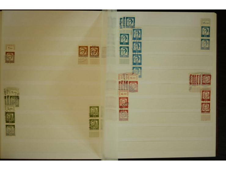 1951/66, postfrische, ungebrauchte und gestempelte Sammlung der Dauermarken, dabei Paare, 4er-Blocks, Zusammendrucke etc. mit