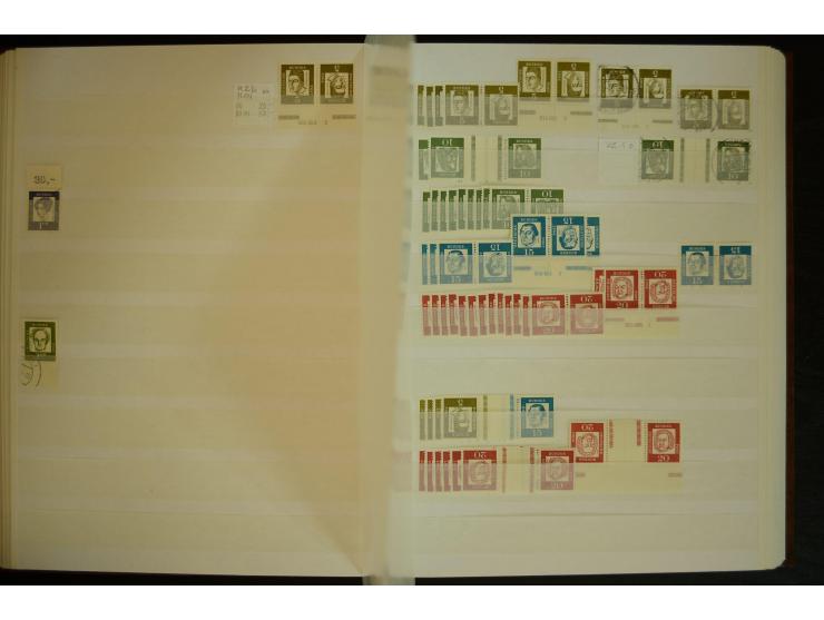 1951/66, postfrische, ungebrauchte und gestempelte Sammlung der Dauermarken, dabei Paare, 4er-Blocks, Zusammendrucke etc. mit