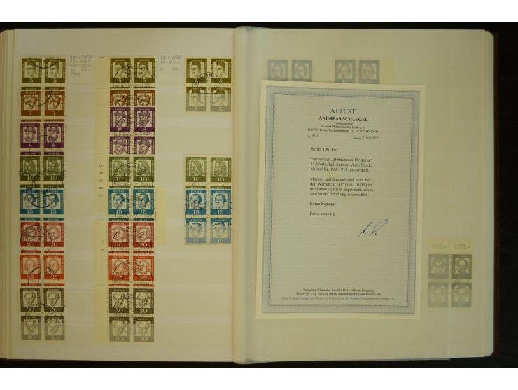 1951/66, postfrische, ungebrauchte und gestempelte Sammlung der Dauermarken, dabei Paare, 4er-Blocks, Zusammendrucke etc. mit