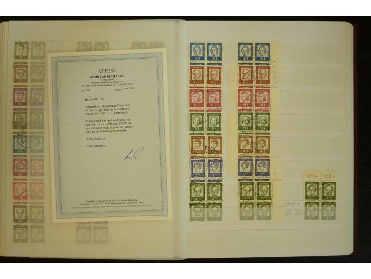 1951/66, postfrische, ungebrauchte und gestempelte Sammlung der Dauermarken, dabei Paare, 4er-Blocks, Zusammendrucke etc. mit