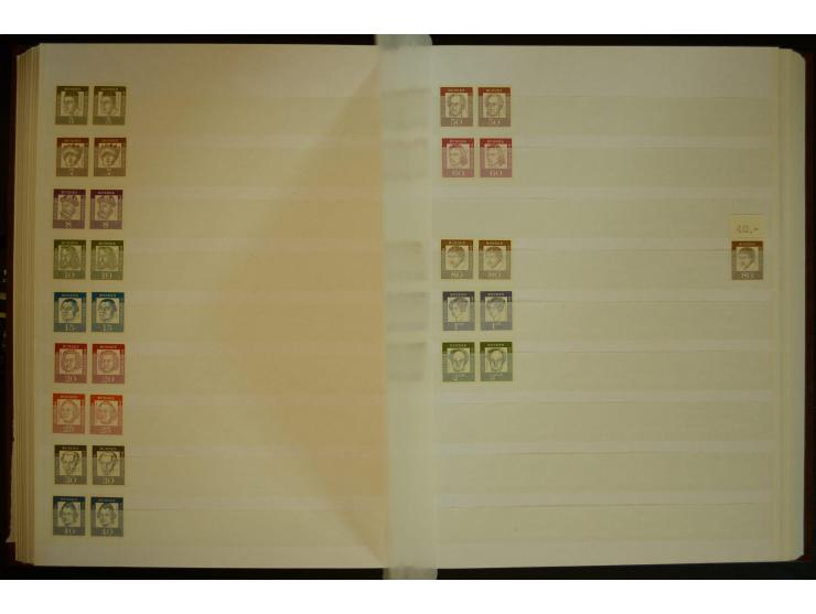 1951/66, postfrische, ungebrauchte und gestempelte Sammlung der Dauermarken, dabei Paare, 4er-Blocks, Zusammendrucke etc. mit