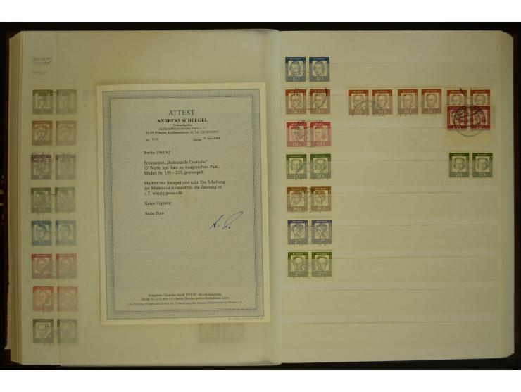 1951/66, postfrische, ungebrauchte und gestempelte Sammlung der Dauermarken, dabei Paare, 4er-Blocks, Zusammendrucke etc. mit