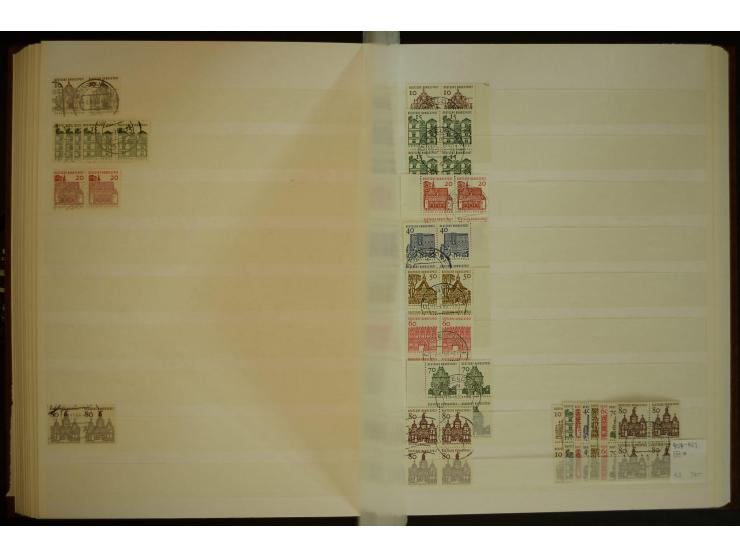 1951/66, postfrische, ungebrauchte und gestempelte Sammlung der Dauermarken, dabei Paare, 4er-Blocks, Zusammendrucke etc. mit