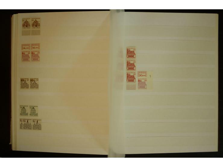 1951/66, postfrische, ungebrauchte und gestempelte Sammlung der Dauermarken, dabei Paare, 4er-Blocks, Zusammendrucke etc. mit