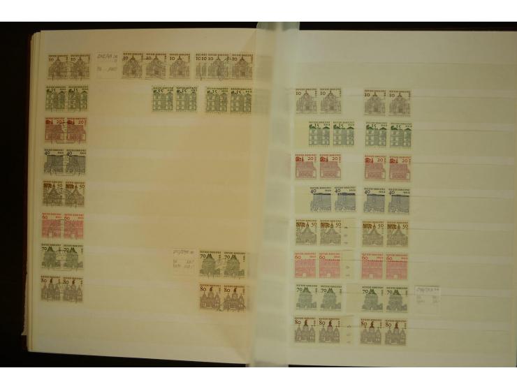 1951/66, postfrische, ungebrauchte und gestempelte Sammlung der Dauermarken, dabei Paare, 4er-Blocks, Zusammendrucke etc. mit