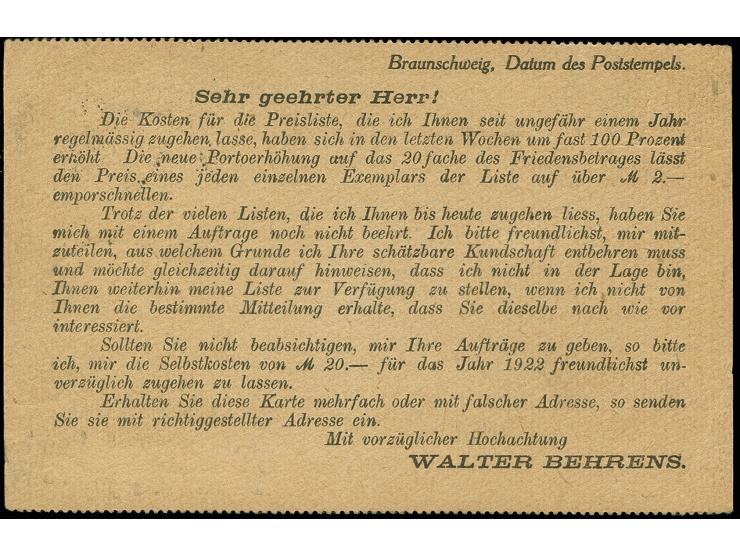 80 Pfg. und 30 Pfg. als portogerechte Frankatur auf R-Drucksachenkarte von "BRAUNSCHWEIG 31.12.21" nach Völpke mit vorderseit